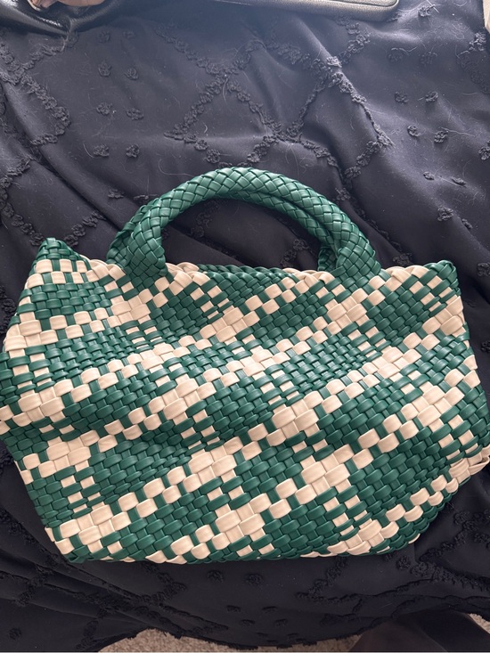 Anthropologie Handbags - Anthropologie Green and Cream Woven Tote